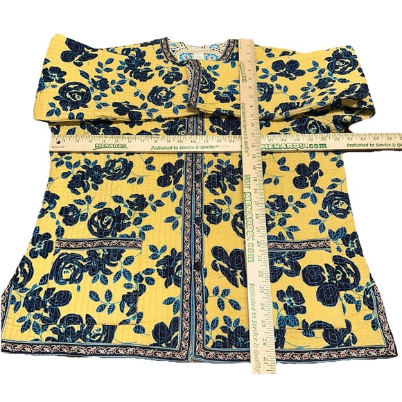 Appleseed's Reversible Quilted Yellow‎ Floral Geo Cotton Button Jacket Women's L - Picture 11 of 11